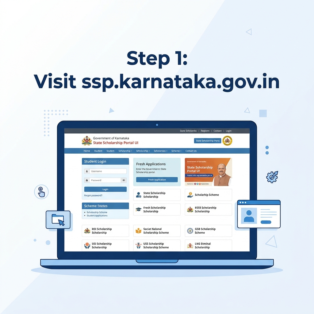 Step 1: Visit SSP Portal ssp.karnataka.gov.in for Karnataka Pre-Matric Scholarship