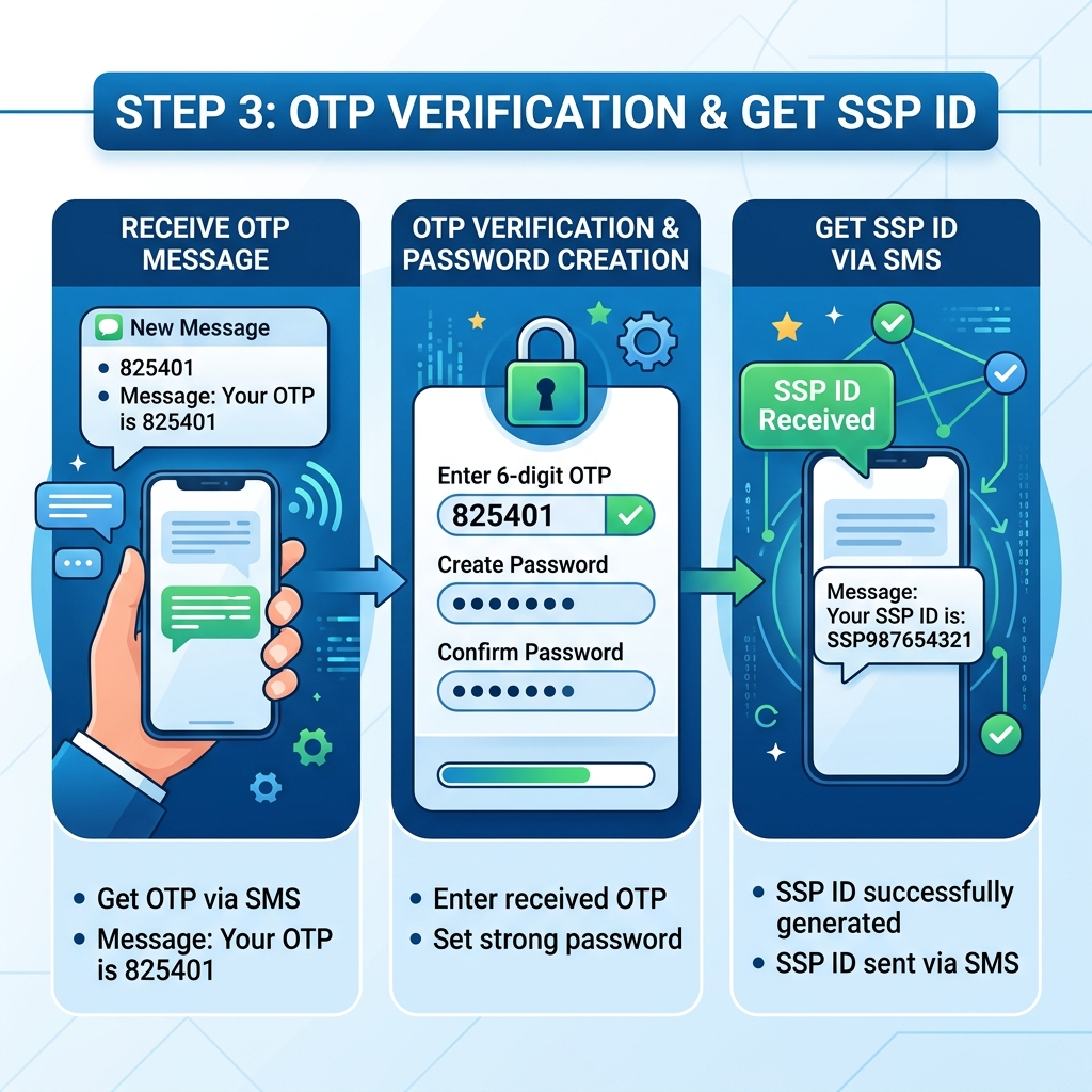 Step 3: OTP verification and SSP ID for Karnataka Post-Matric Scholarship