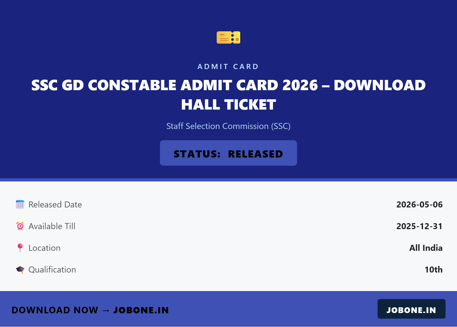 SSC GD Constable Admit Card 2026 – Download Hall Ticket