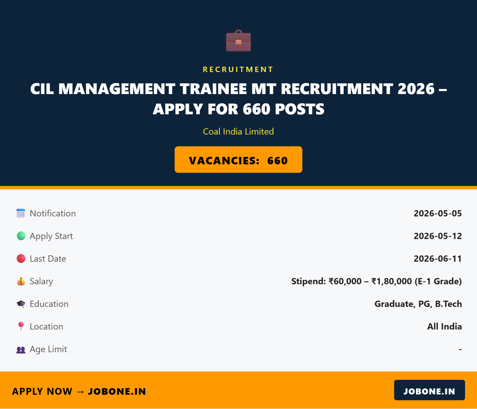CIL Management Trainee MT Recruitment 2026 – Apply for 660 Posts