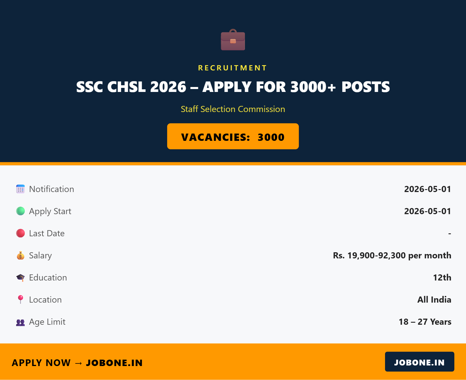SSC CHSL 2026 – Apply for 3000+ Posts