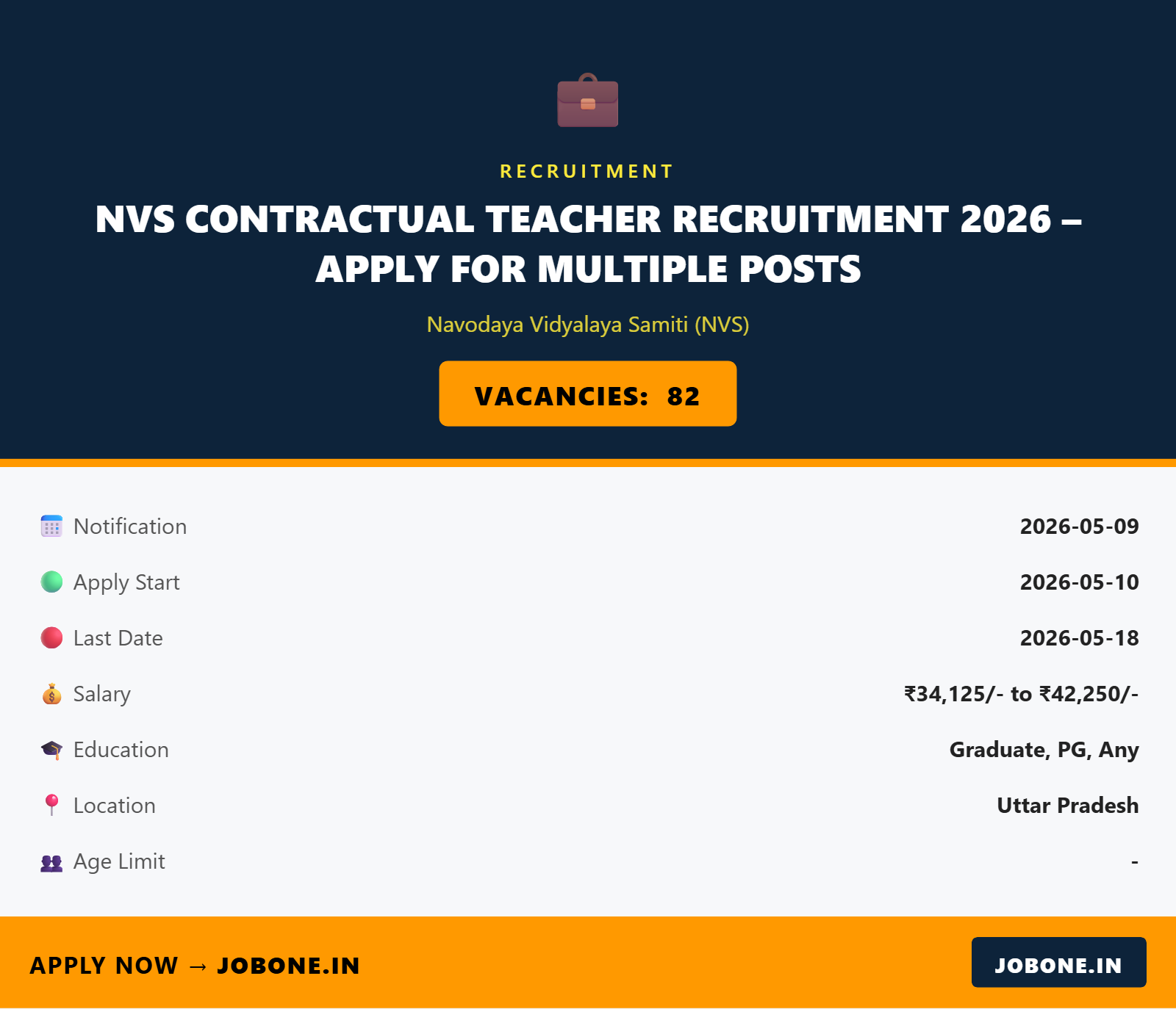 NVS Contractual Teacher Recruitment 2026 – Apply for Multiple Posts