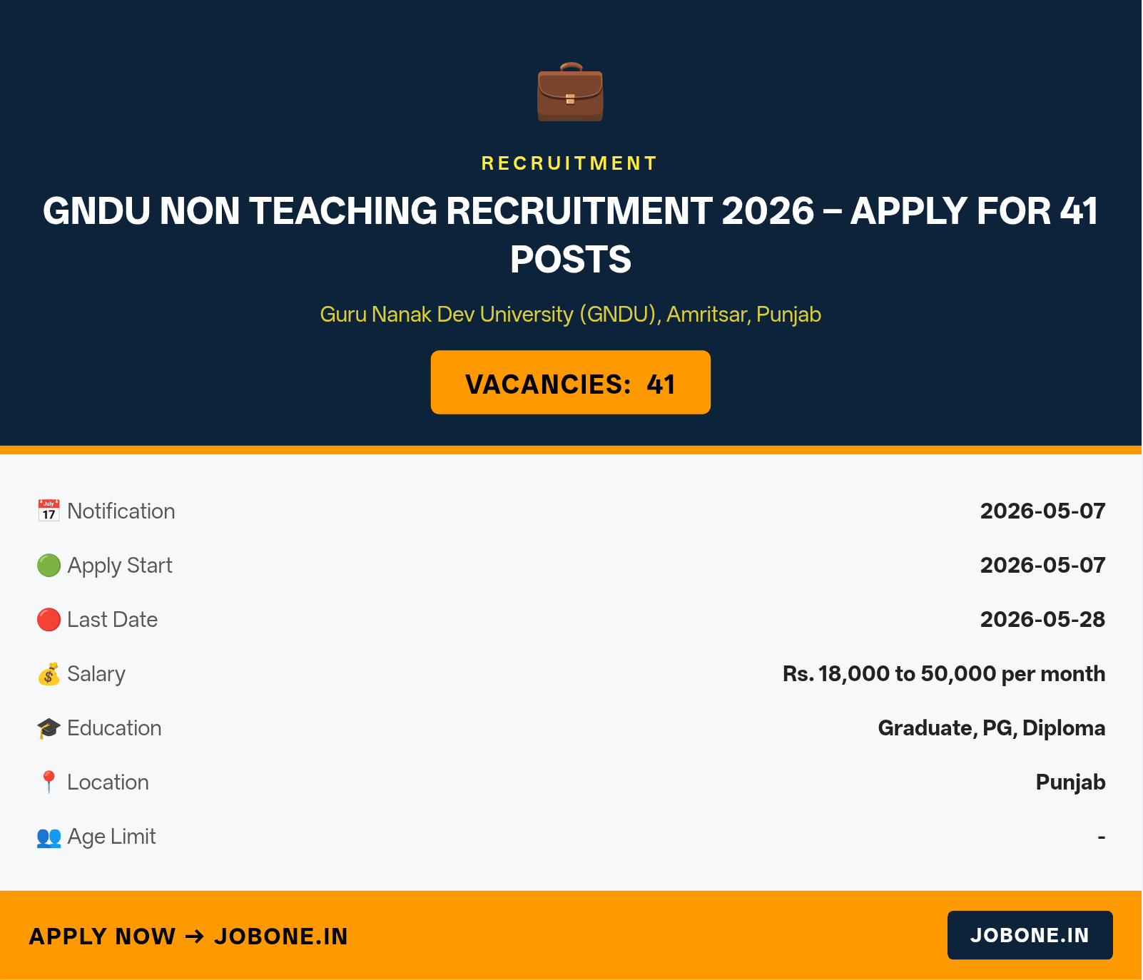 GNDU Non Teaching Recruitment 2026 – Apply for 41 Posts