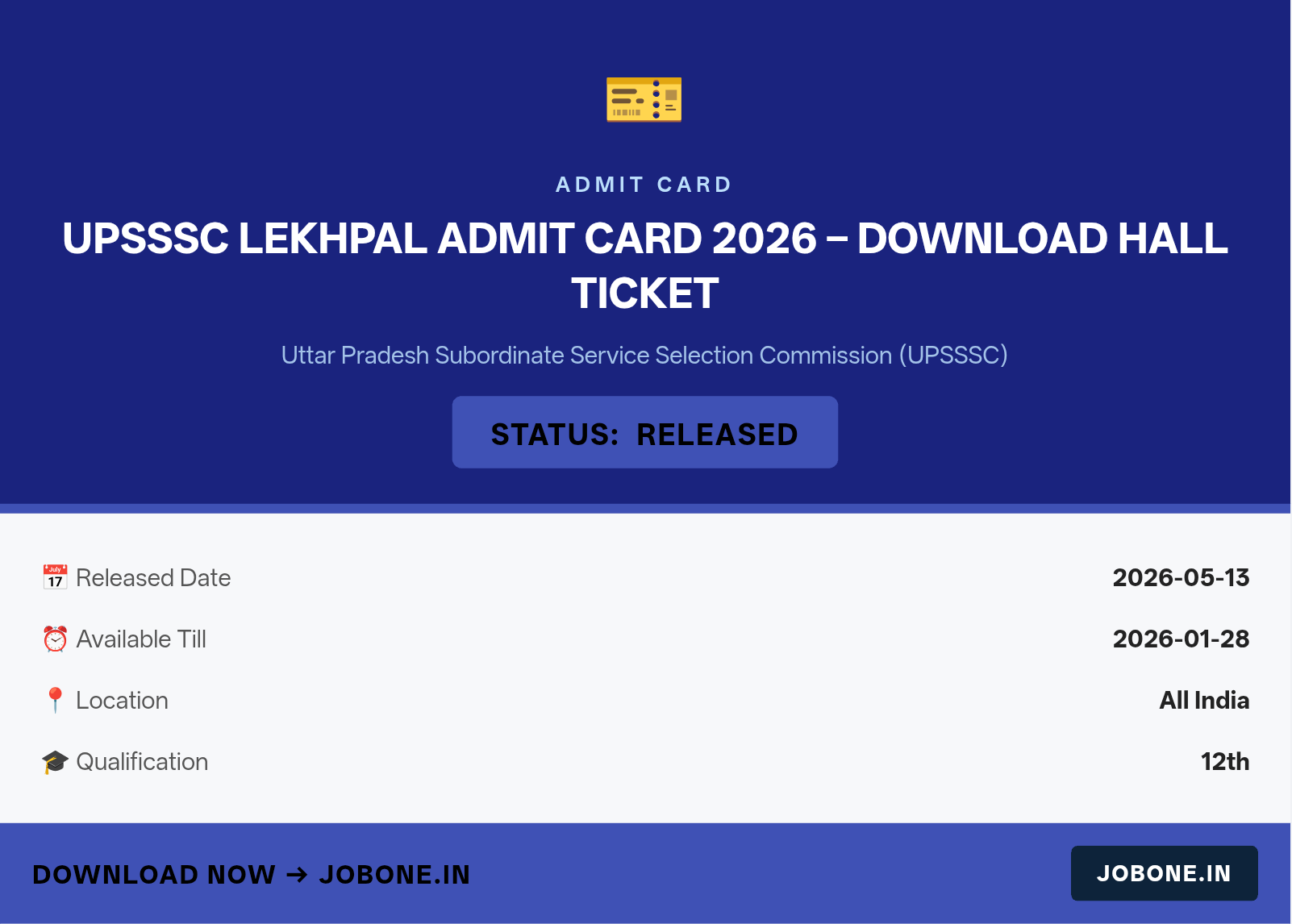 UPSSSC Lekhpal Admit Card 2026 – Download Hall Ticket