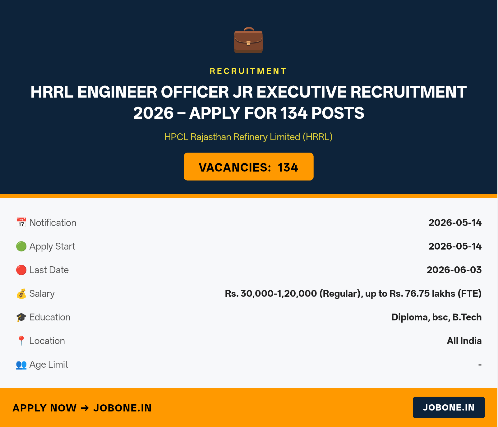 HRRL Engineer Officer Jr Executive Recruitment 2026 – Apply for 134 Posts