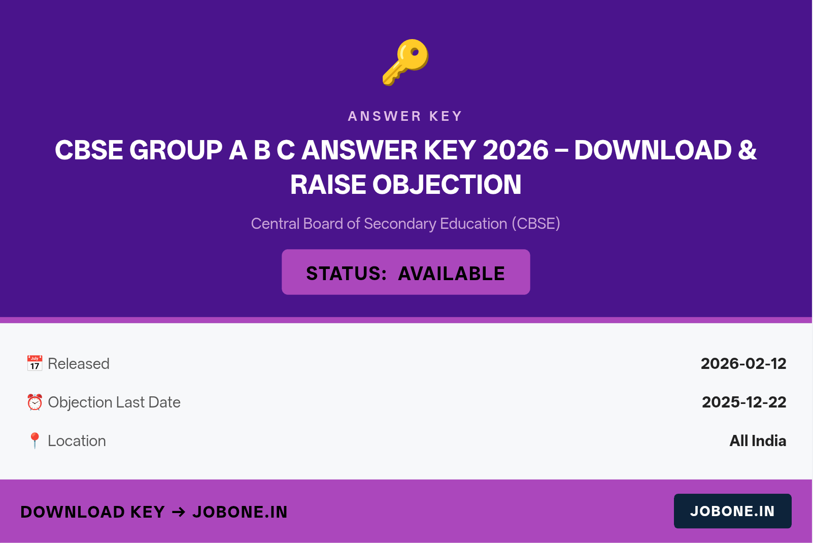 CBSE Group A B C Answer Key 2026 – Download & Raise Objection