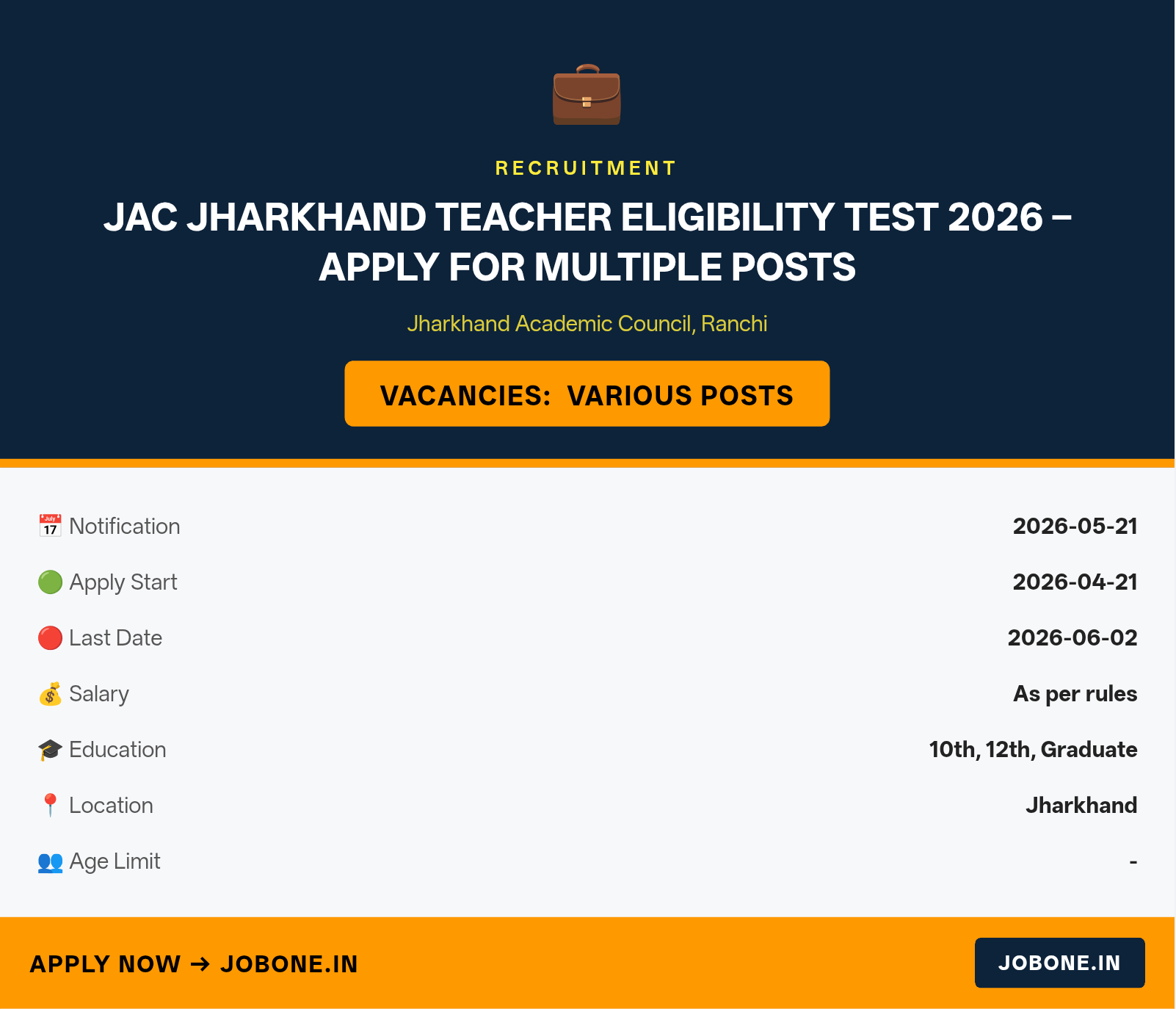 JAC Jharkhand Teacher Eligibility Test 2026 – Apply for Multiple Posts
