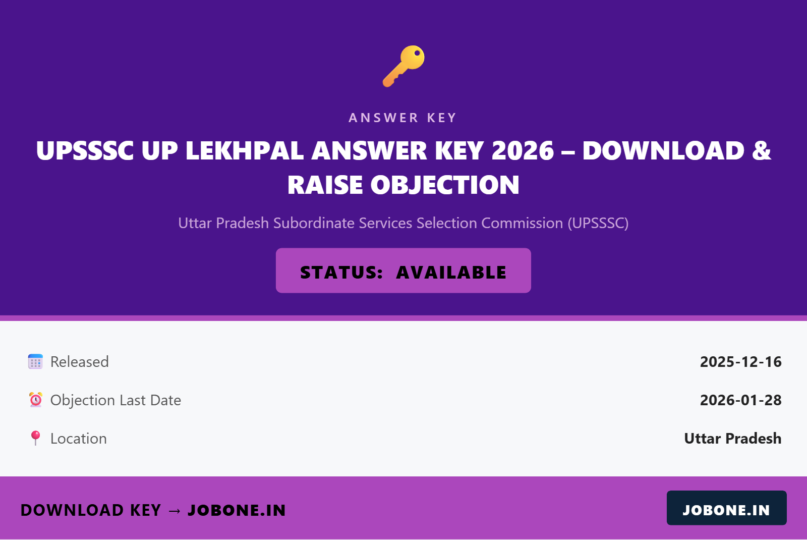 UPSSSC UP Lekhpal Answer Key 2026 – Download & Raise Objection