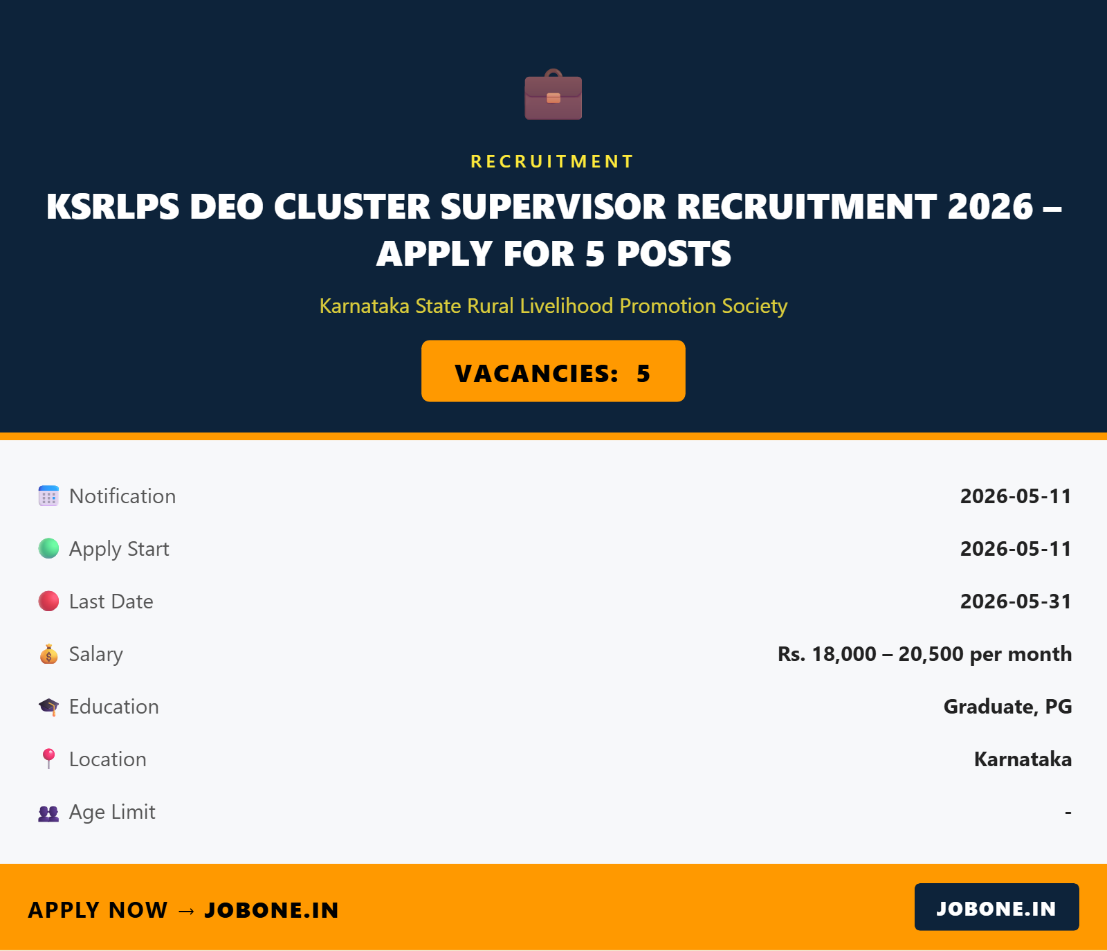 KSRLPS DEO Cluster Supervisor Recruitment 2026 – Apply for 5 Posts